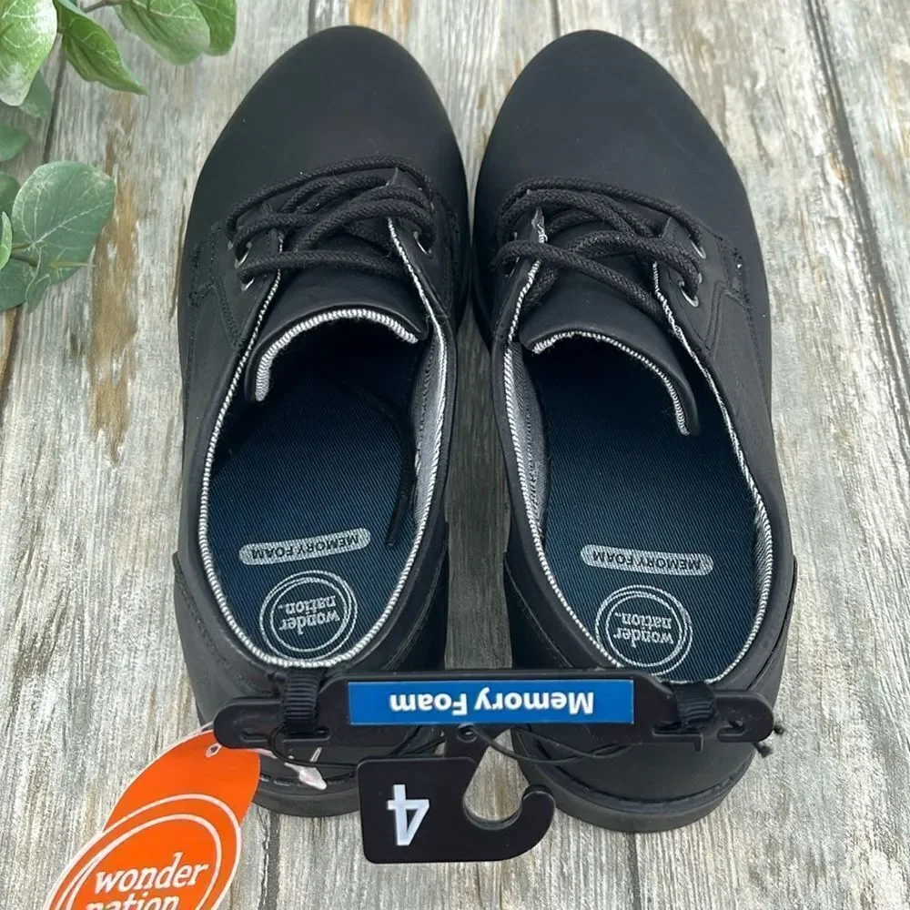 Big Boys Black Lace-up Oxford Dress Shoes Size 4